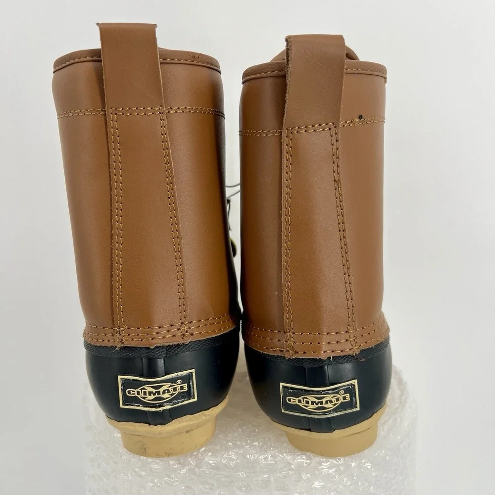 Mens Boots Leather Insulated Waterproof 6-Eyelet Snow Winter Duck Shoe -  8 NEW